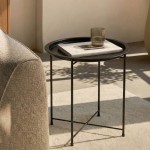 Bout de canapé rond métal noir 47x50 cm | Hashtag Déco