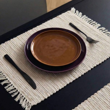 Set de table côtelé frangé beige 35x50cm | Hashtag Déco