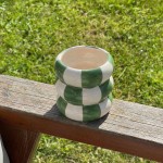 Cache pot céramique vert/blanc 10cm | Hashtag Déco
