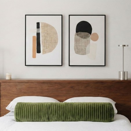 Toile abstraite 3D beige en lin 45x60cm | Hashtag Déco