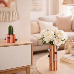 Vase rayé orange et blanc en grès | Hashtag Déco