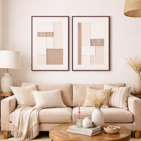 Toile géométrique beige en canvas 60x80cm | Hashtag Déco