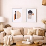 Toile abstraite 3D beige en lin 45x60cm | Hashtag Déco