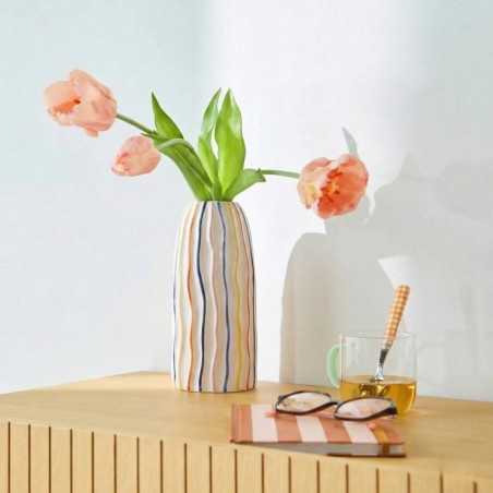 Vase en céramique blanc coloré 21cm | Hashtag Déco