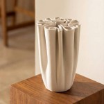 Vase blanc céramique plissé 3D 28cm | Hashtag Déco