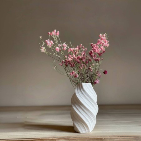 Vase twist porcelaine blanche granit 26cm | Hashtag Déco