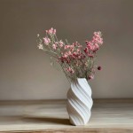 Vase twist porcelaine blanche granit 26cm | Hashtag Déco