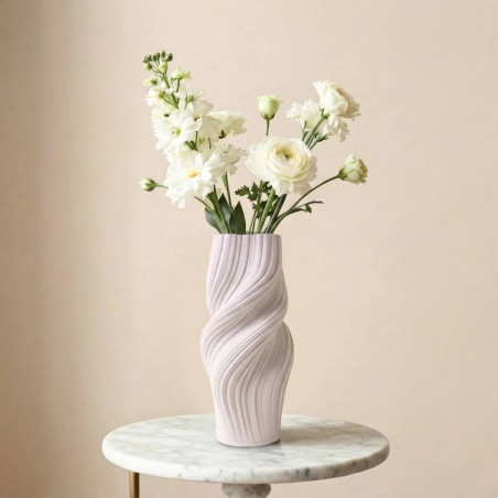 Vase twist céramique blanche 3D 39cm | Hashtag Déco