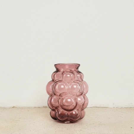 Vase bulles en verre rose fait main 21cm | Hashtag Déco