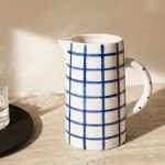 Pichet céramique bleu/blanc 20cm élégant | Hashtag Déco