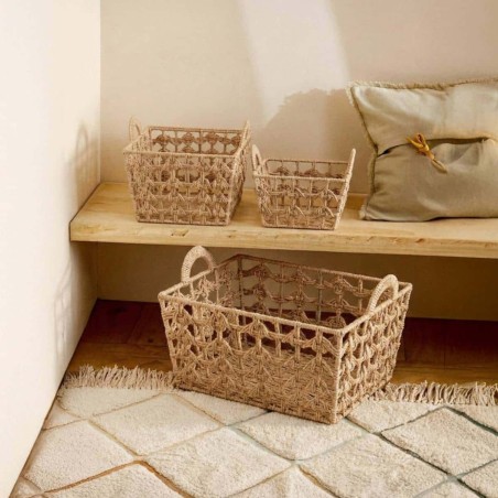 Panier tressé nature 30x30cm en osier beige | Hashtag Déco