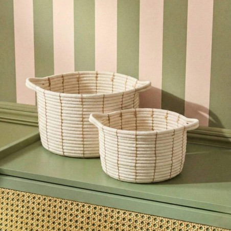 Panier en corde beige avec poignées 27x16cm | Hashtag Déco