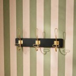 Patère métal noir doré 40x18cm élégante | Hashtag Déco