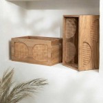 Caisse en bois et rotin naturel 25x15cm | Hashtag Déco