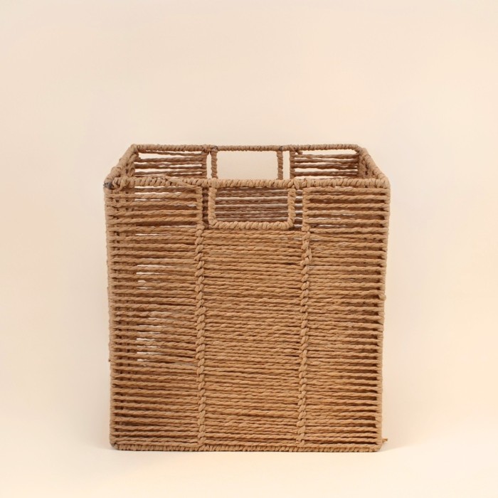 Cube de rangement pliable corde beige 31cm | Hashtag Déco