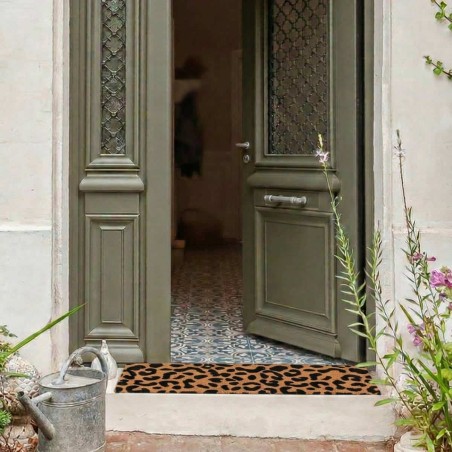 Paillasson coco léopard marron noir 25x75cm | Hashtag Déco