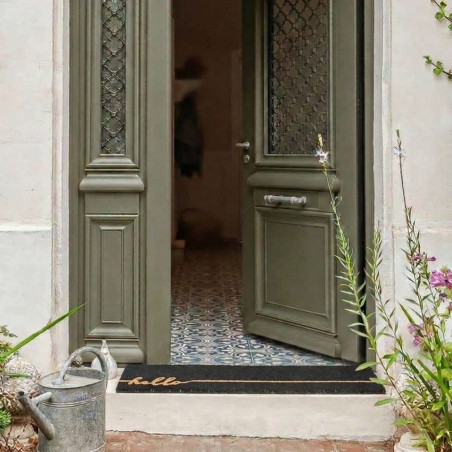 Paillasson coco noir beige "Hello" 25x75 cm | Hashtag Déco