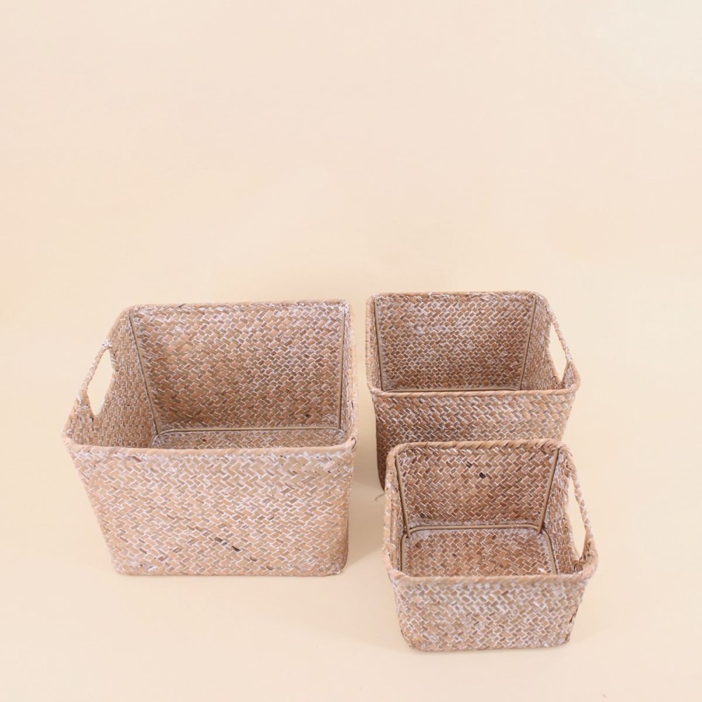 Lot de 3 paniers fibre naturelle beige | Hashtag Déco