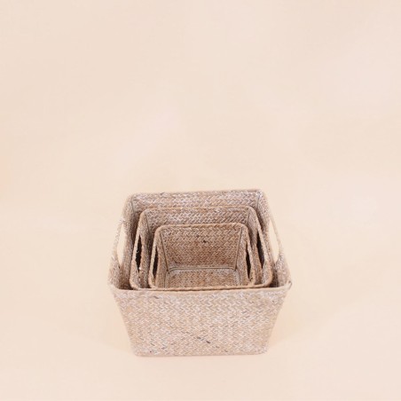 Lot de 3 paniers fibre naturelle beige | Hashtag Déco
