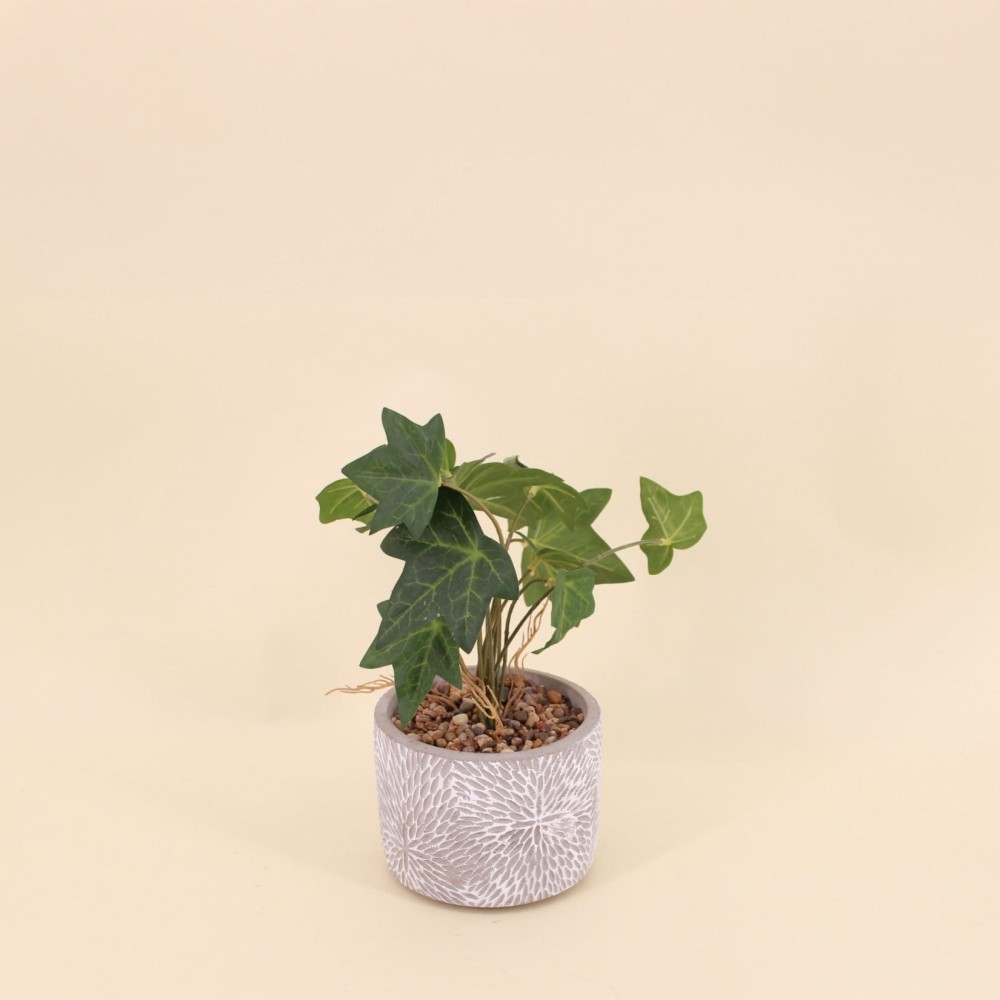 Plante artificielle pot ciment gris 28x14cm | Hashtag Déco