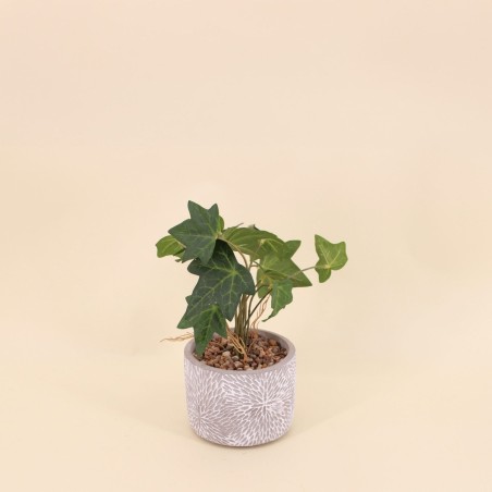 Plante artificielle pot ciment gris 28x14cm | Hashtag Déco