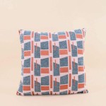 Coussin velours jacquard géométrique bleu 40x40cm | Hashtag Déco