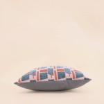 Coussin velours jacquard géométrique bleu 40x40cm | Hashtag Déco