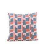 Coussin velours jacquard géométrique bleu 40x40cm | Hashtag Déco