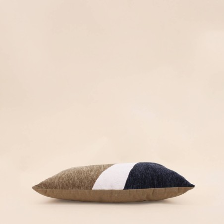 Coussin jacquard rayé vert beige bleu 30x50cm | Hashtag Déco