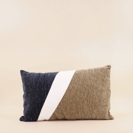 Coussin jacquard rayé vert beige bleu 30x50cm | Hashtag Déco