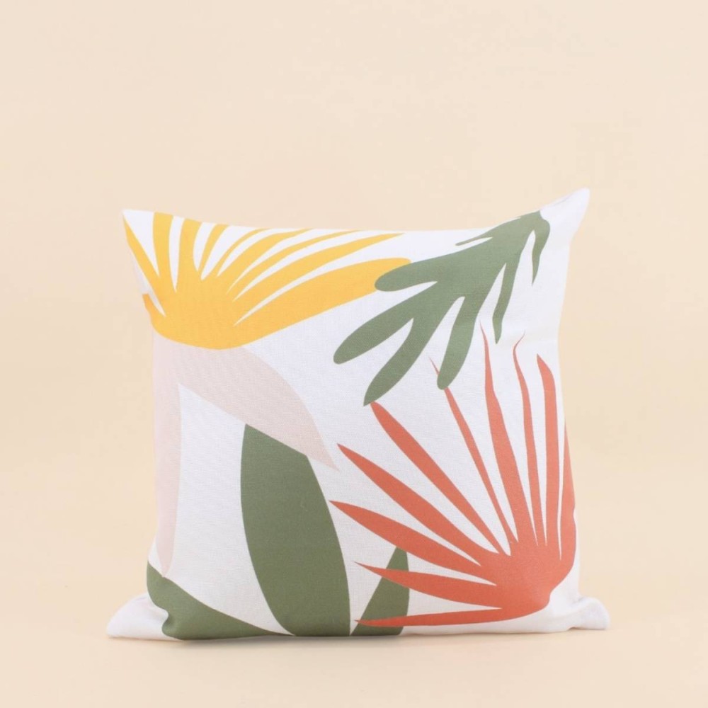 Coussin lin déperlant fleurs coloré 40x40cm | Hashtag Déco