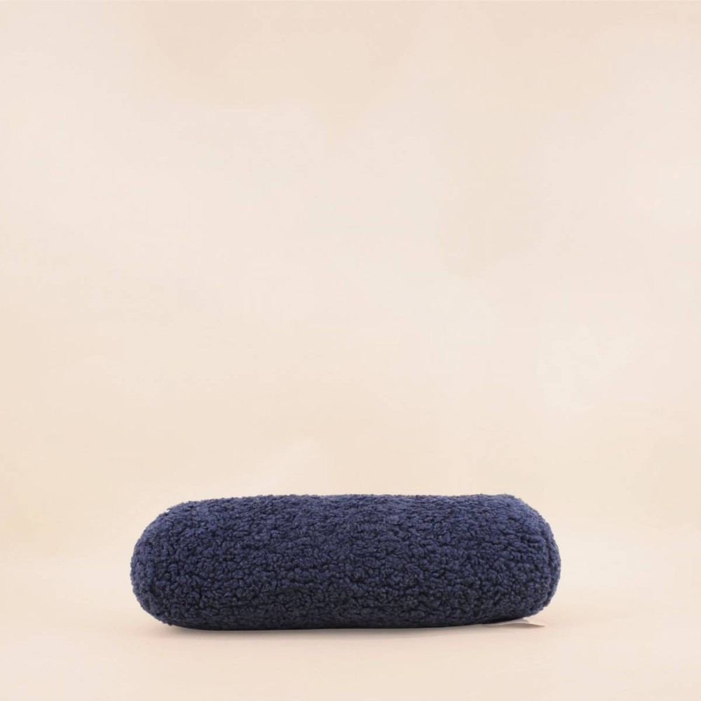 Coussin polochon bouclette bleu 16x38cm | Hashtag Déco