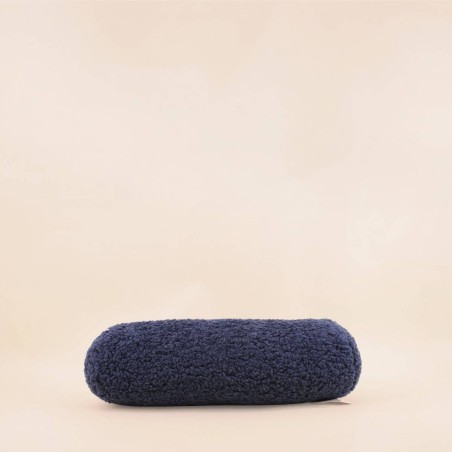 Coussin polochon bouclette bleu 16x38cm | Hashtag Déco