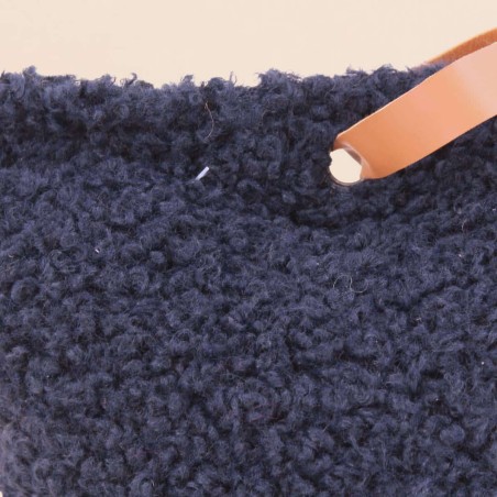 Cale porte bleu moutonnée lanière cuir | Hashtag Déco