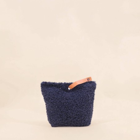 Cale porte bleu moutonnée lanière cuir | Hashtag Déco