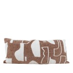 Coussin jacquard chenille marron motifs ethniques | Hashtag Déco