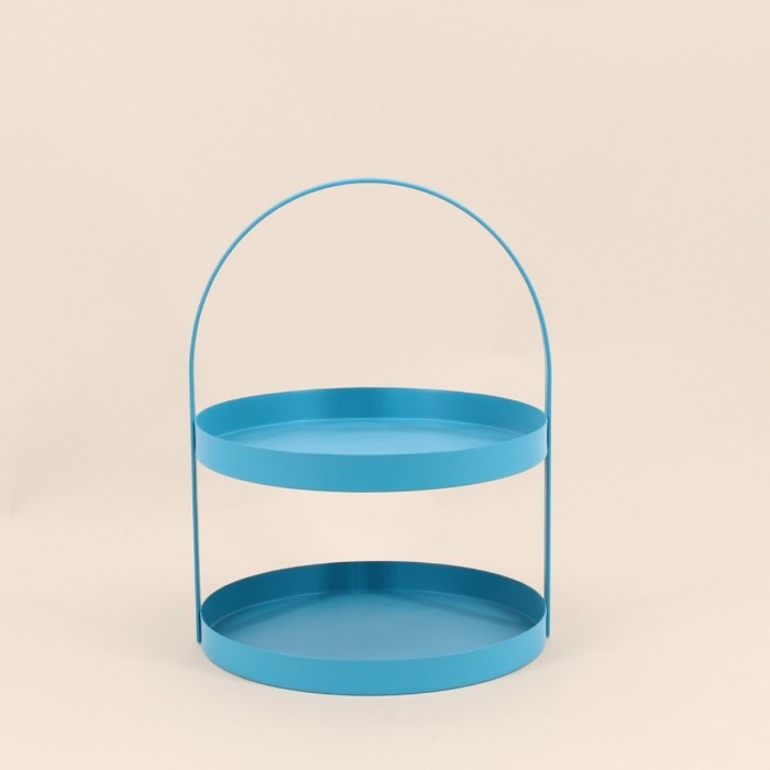 Plateau double en métal bleu 27x22cm | Hashtag Déco