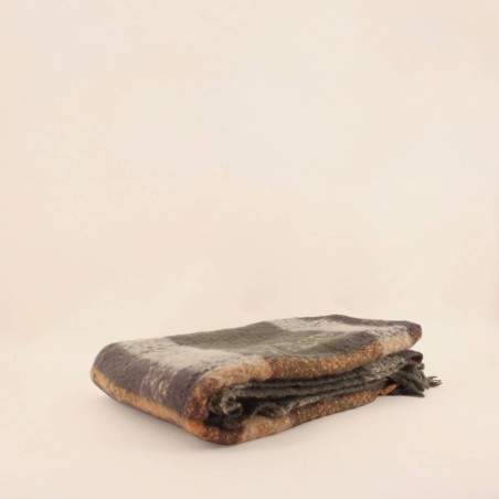 Plaid écossais vert et moutarde en coton | Hashtag Déco