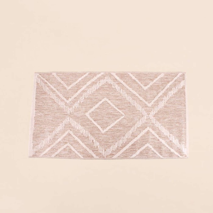 Tapis descente de lit en coton beige 110x60cm | Hashtag Déco