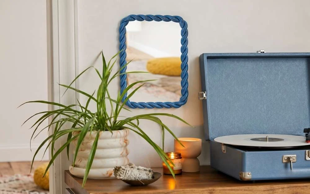 Miroir torsadé bleu 30x40cm