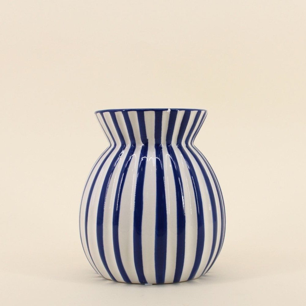 vase a rayures bleues et blanches